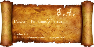 Bader Annamária névjegykártya